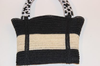 tas gemaakt van 2 kleuren sisalbandstro ( tresse sisal, strawbraid)