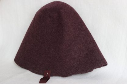 wolvilt cloche ( cone) in gemeleerd bordeaux voor hoed