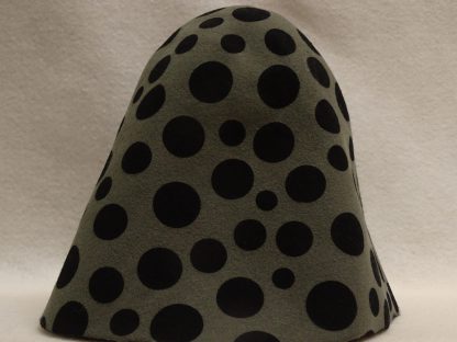 polka print zwart grijs wol cloche (cone) voor hoed