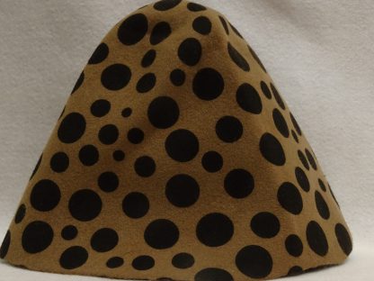 polka print zwart camel wol cloche (cone) voor hoed