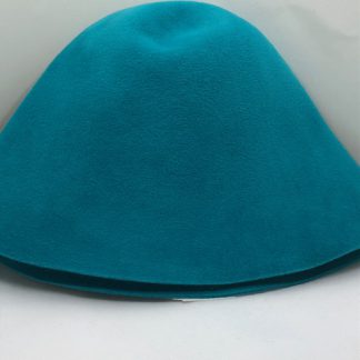 turquoise velour cloche ( cone ) voor kleine hoed