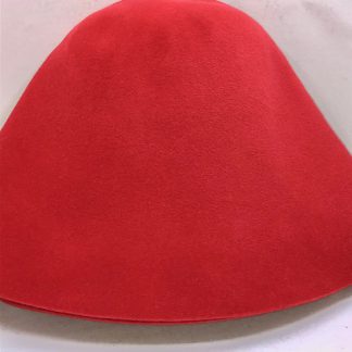 Rode velour cloche ( cone ) voor kleine hoed