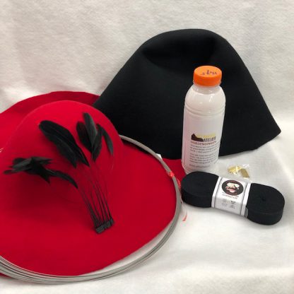 Kado- start pakket om zelf hoeden te maken in rood en zwart hoedenmaken rood zwart