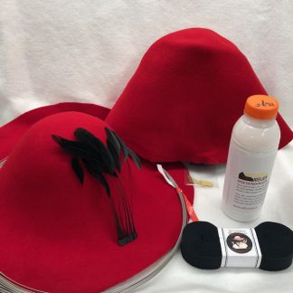 Kado- start pakket om zelf hoeden te maken in rood met zwart