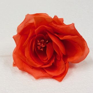 Engelse roos voor corsage, hoed of fascinator oranje rood