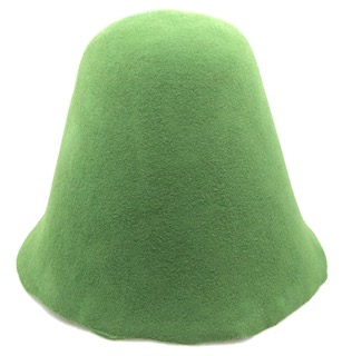 wolvilt cloche groen voor hoed met kleine rand