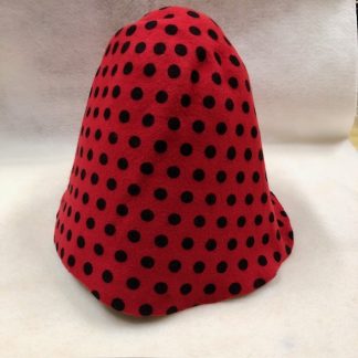 2-kleur cloche (cone) wol rood zwart polka dot